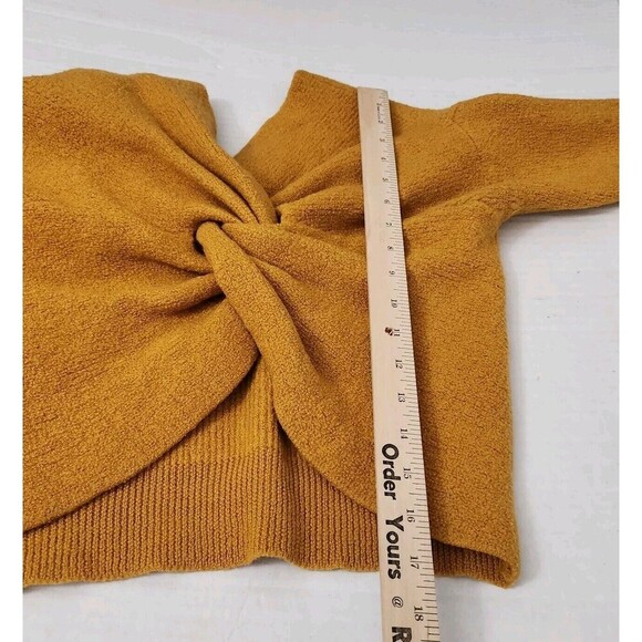 Amour Vert Sweater Large Mustard Yellow Wool Twisted Back Crop *Shrunken* - Picture 8 of 8